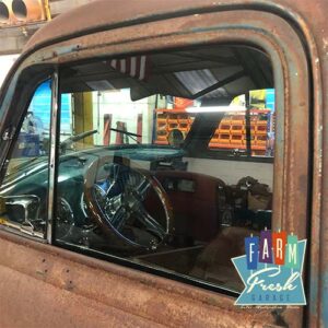 1947-1950 Chevy Pickup Door Glass – Green Tint, LH & RH, In Black Frame