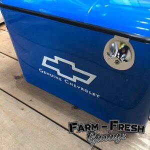 Vintage Chevrolet Beverage Cooler, Blue with White Colored Details. Each.